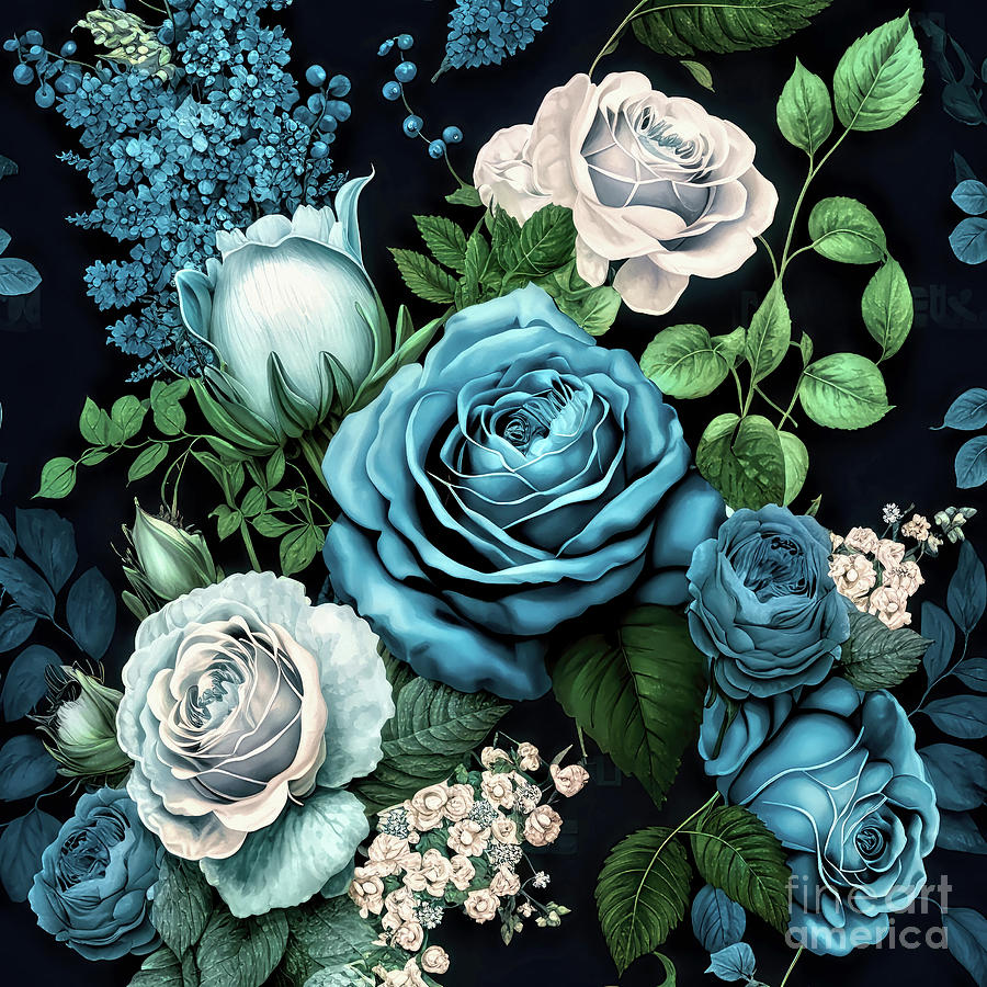 Beautiful Blue Roses 2 Painting by Tina LeCour