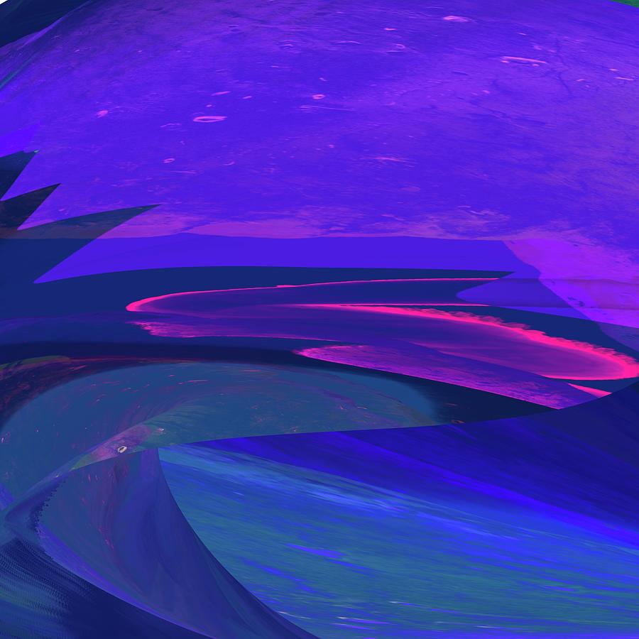 Blue rowboat under a purple sky Digital Art by Ruth Harrigan