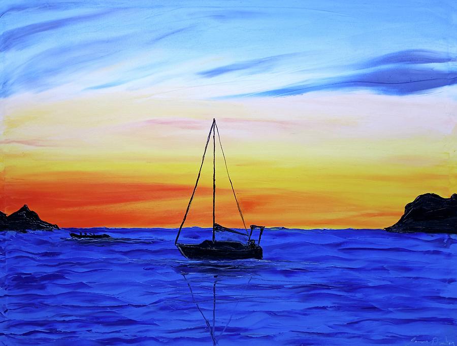 Blue Sails At Dusk Painting by James Dunbar