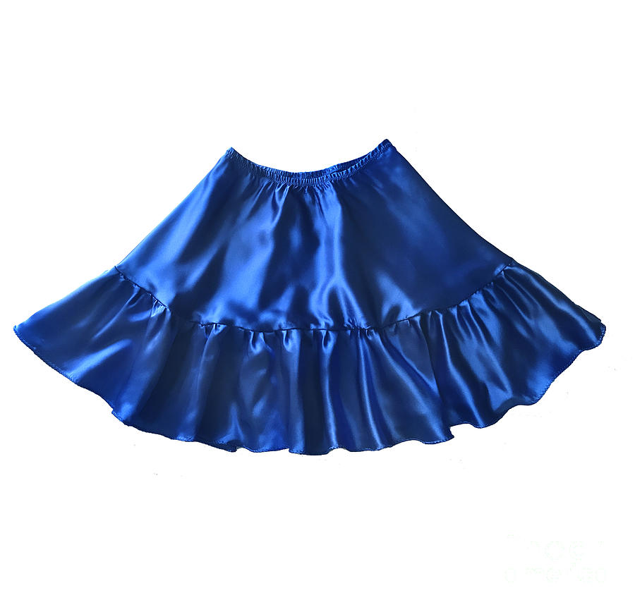 Blue satin mini skirt with wide ruffle Photograph by Sofia Goldberg ...