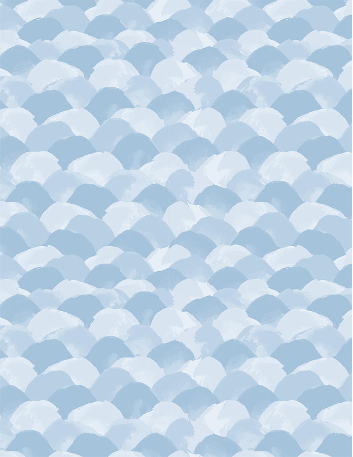 Blue Scallop Pattern Painting by Kristye Dudley