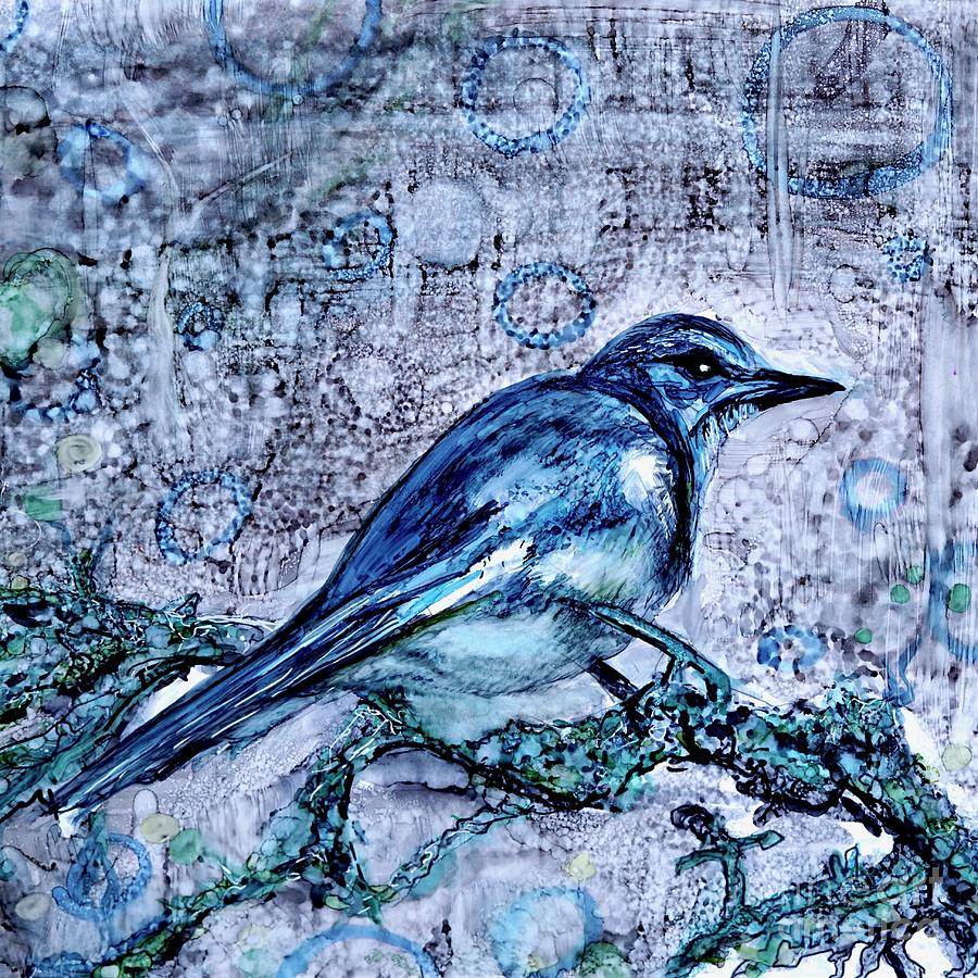 Blue Scrub Jay  Painting by Patty Donoghue