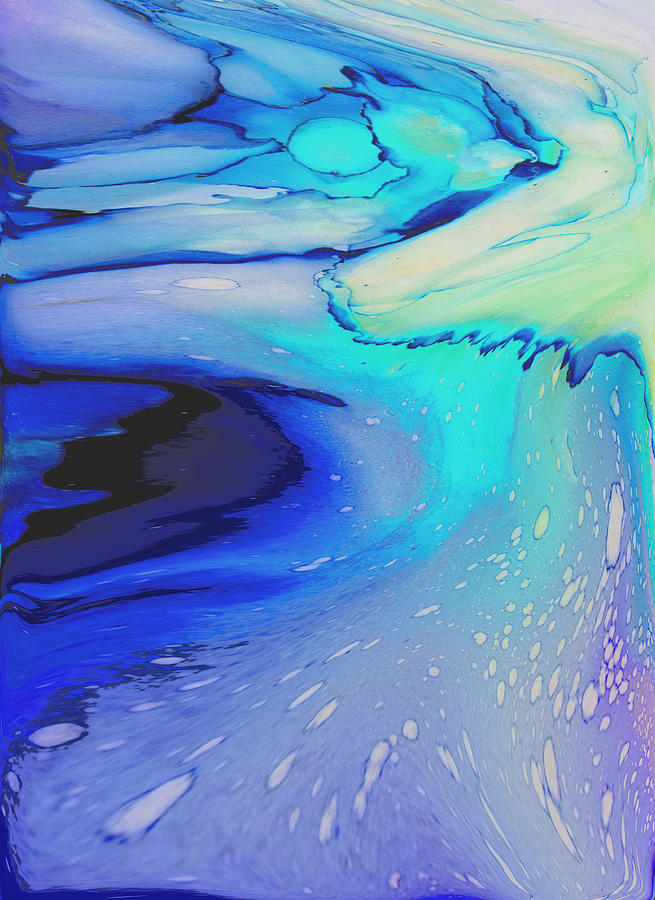 Blue Sea Waves Abstract Digital Art by Shelli Fitzpatrick