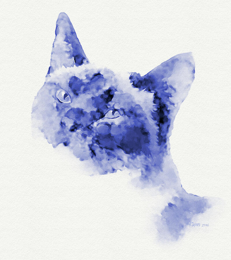 Cat Painted in Blue Digital Art by Bamalam Art Cat Painted in Blue Digital Art by Bamalam Art