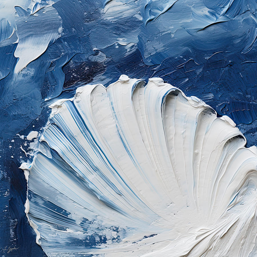 Blue Seashell Art Painting by Lourry Legarde