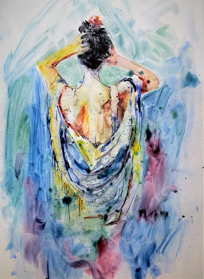 Blue Shawl Painting by Khalid Saeed