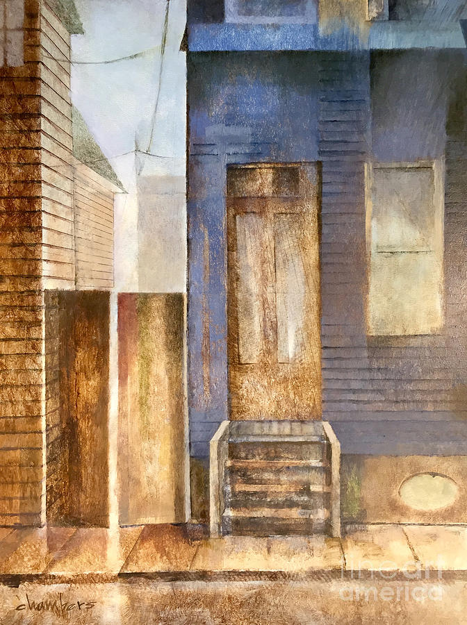 Mid City Painting - Blue Shotgun House in Mid City by Mike Chambers Mid City Painting - Blue Shotgun House in Mid City by Mike Chambers