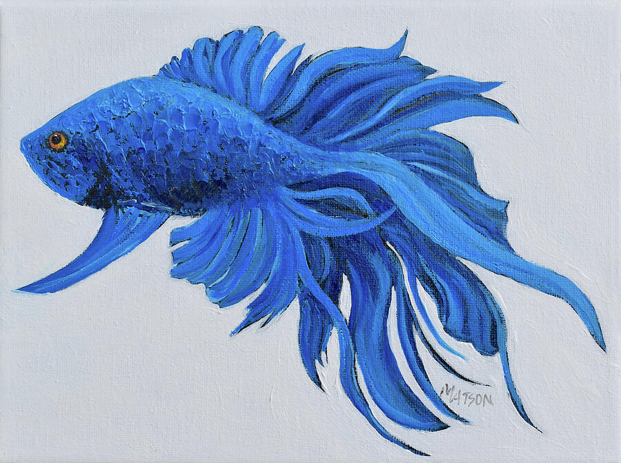 Blue Siamese Fighting Fish Painting by Jan Matson Blue Siamese Fighting Fish Painting by Jan Matson