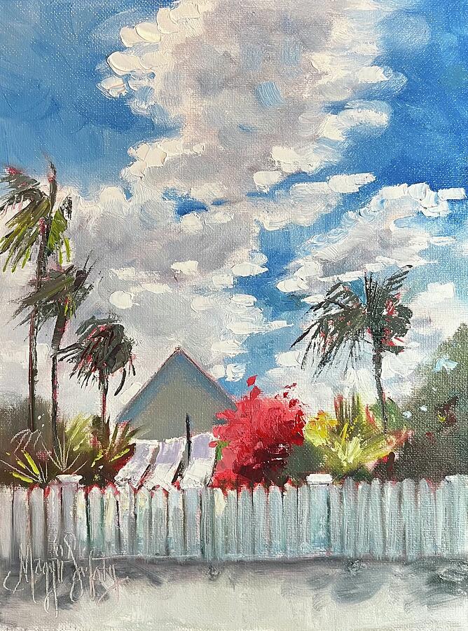 Blue Skies and Laundry  Painting by Maggii Sarfaty