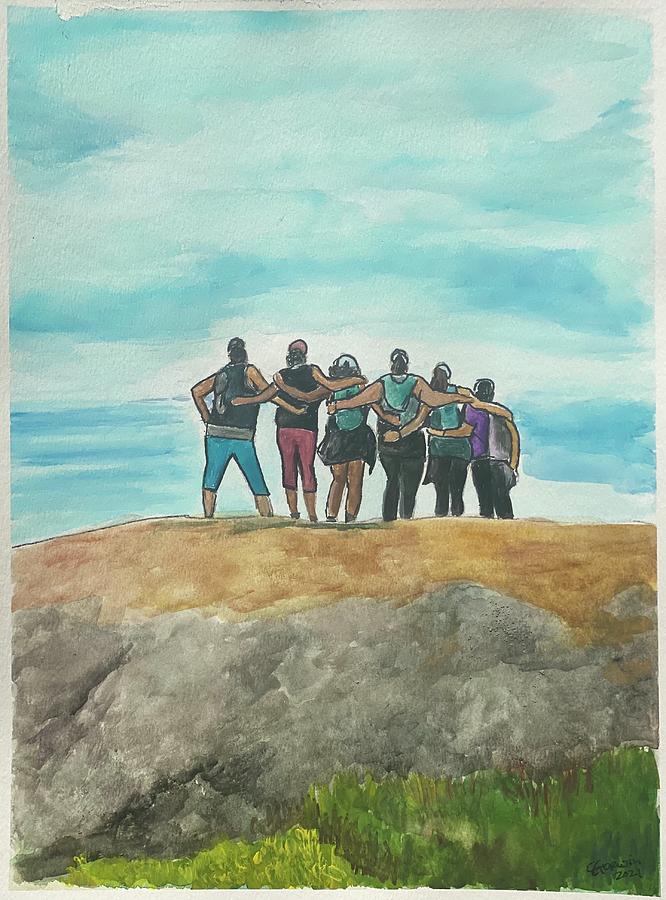 Hiking Painting - Blue Skies forever by Estrella Gerwin