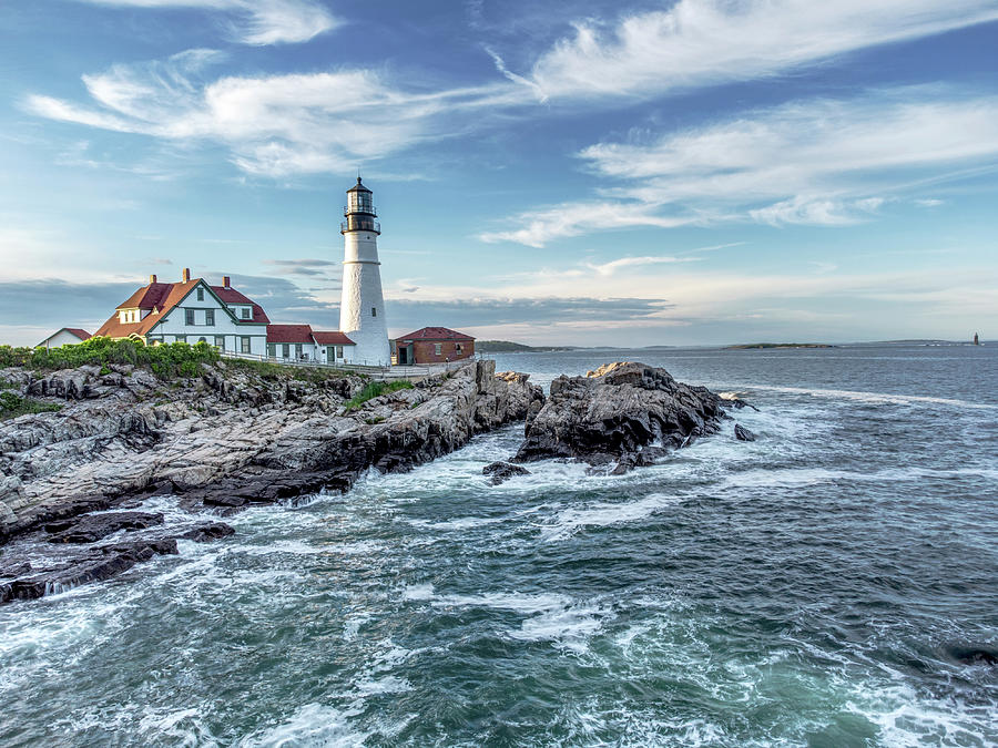 Blue Skies Over Portland Head Light Photograph by Andrew Pacheco