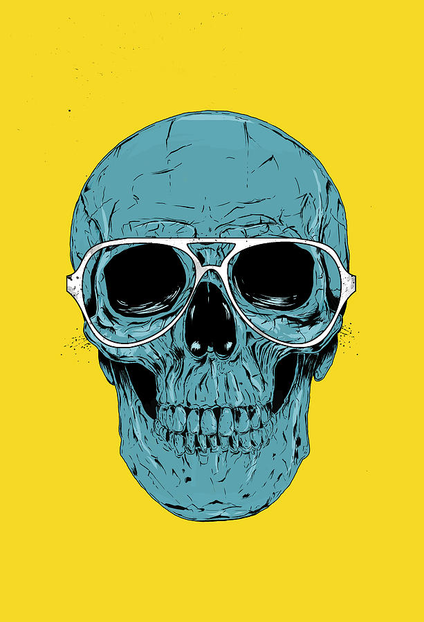 Skull Drawing - Blue skull by Balazs Solti