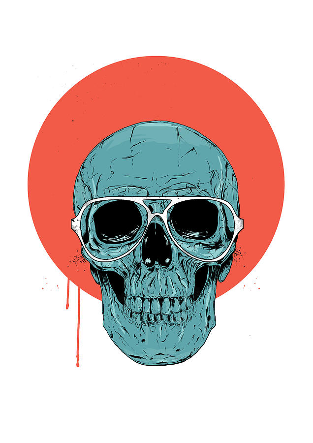 Skull Drawing - Blue skull II by Balazs Solti