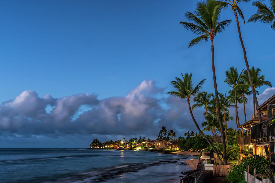 Blue Sky and Bright Lights after Sunset Photograph by Betty Eich