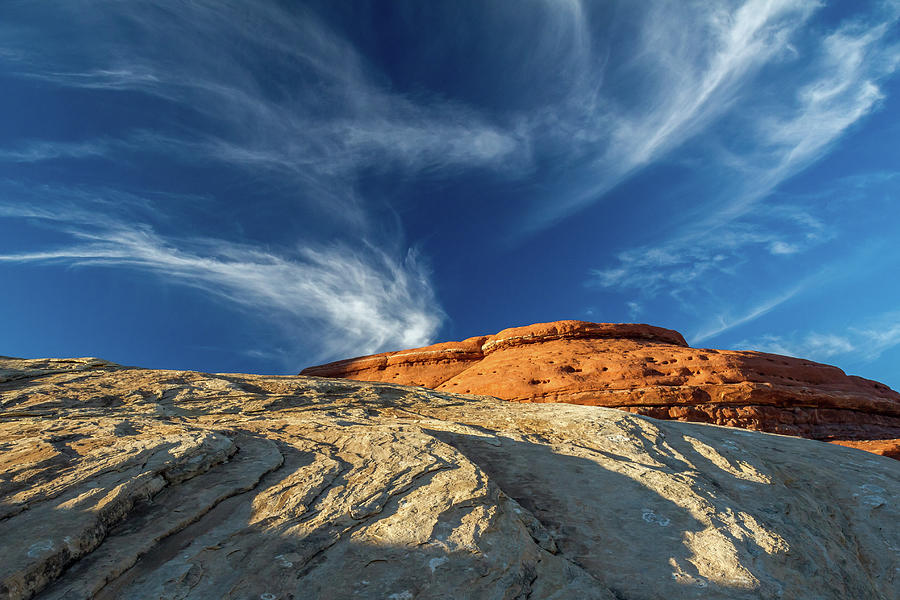 Blue sky and rock formations in Canyonlands Photograph by Pierre Leclerc Photography