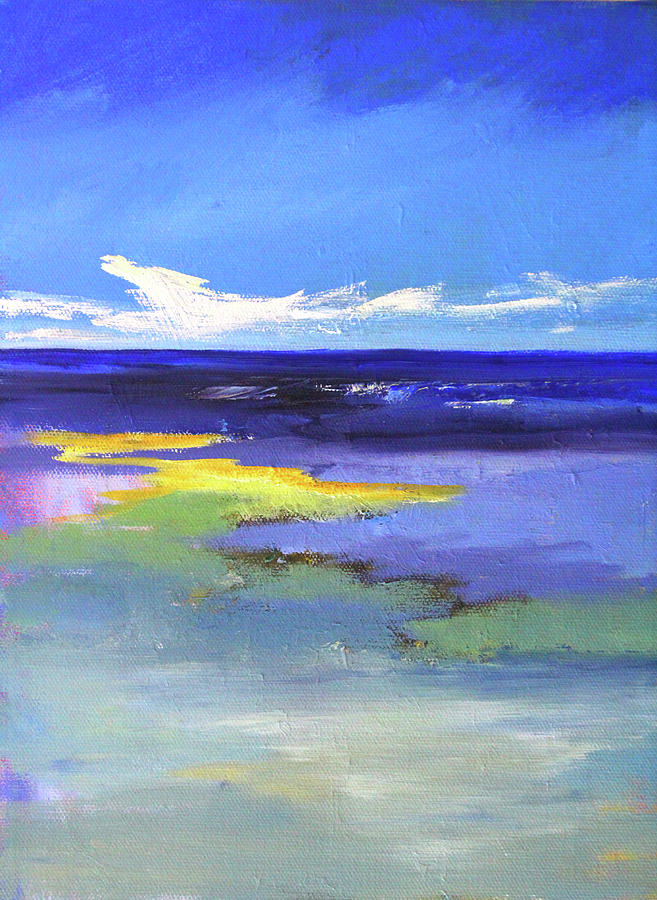 Blue Sky Beach Painting by Nancy Merkle