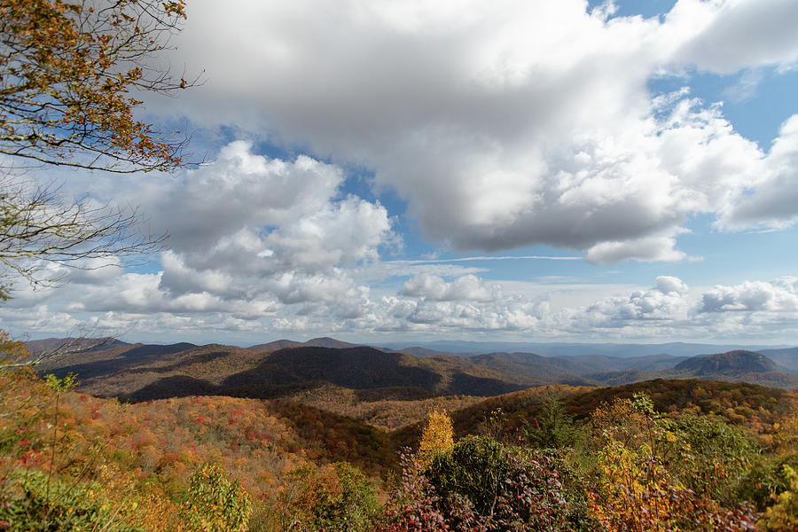 Blue Sky Clouds and Mountains on the Blue Ridge Parkway Photograph by Joni Eskridge