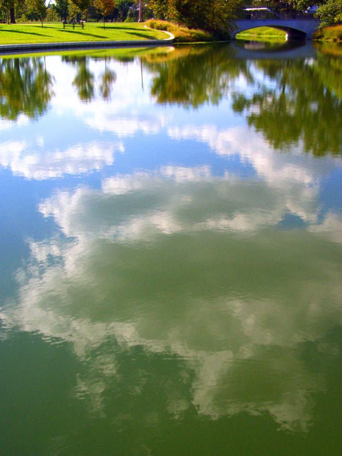 Blue Sky Clouds Water Reflection Forest Park Photograph by Patrick Malon