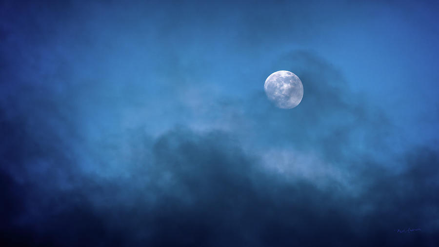Blue Sky Moon And Clouds Photograph