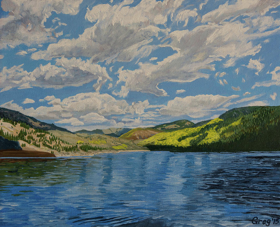 Blue Sky On Black Water Painting by Greg Miller