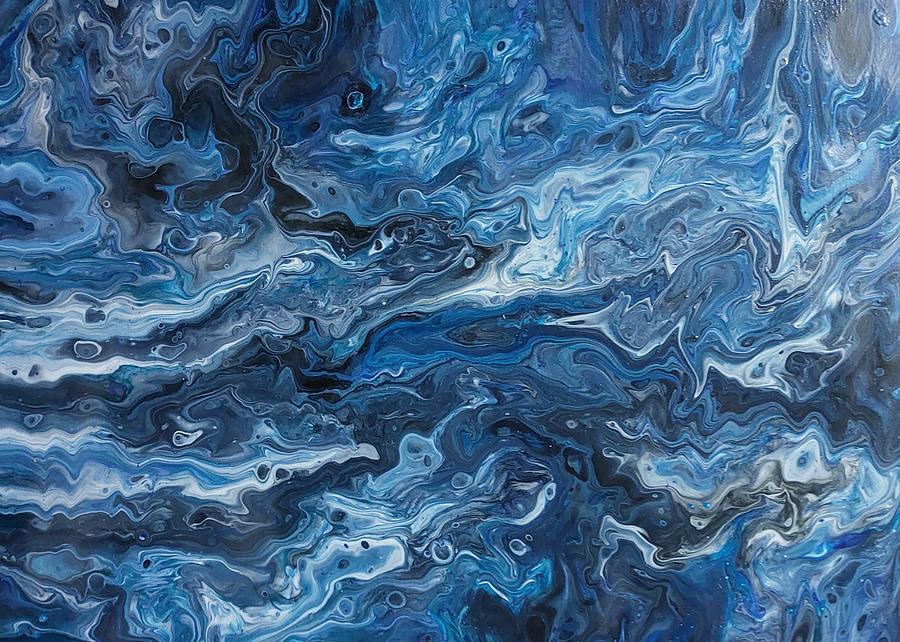 Blue Smoke on Water and Wave Painting by Pennyanne Lace | Fine Art America