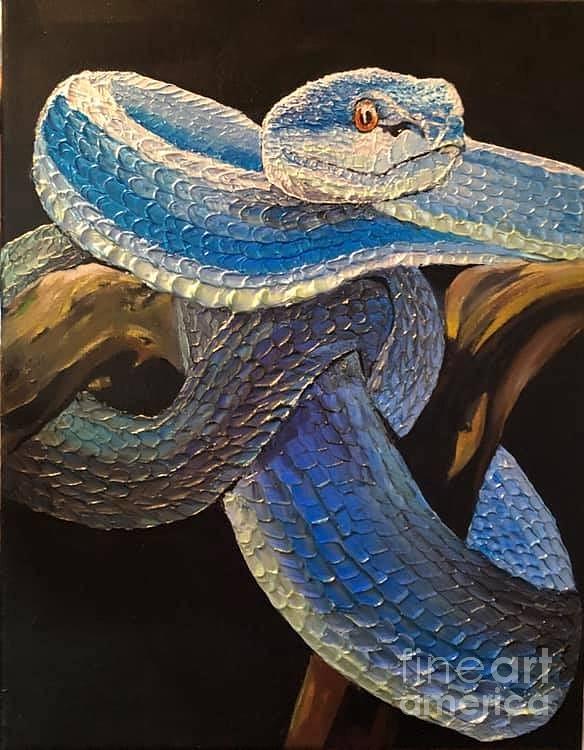 Blue Snake Painting by Megan Nemeth