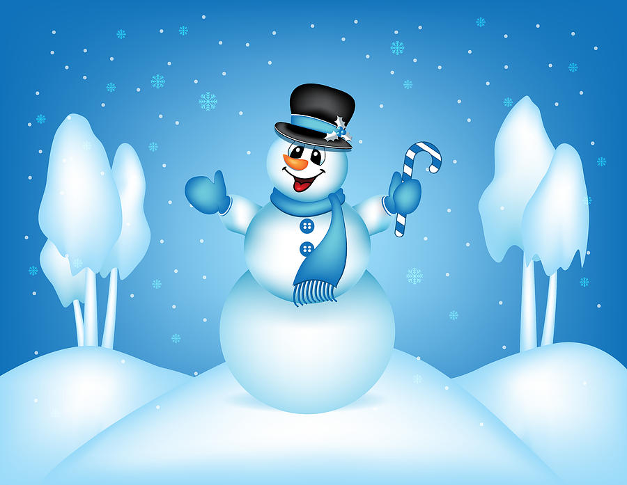 Blue Snowman Christmas Greeting Card Digital Art by Serena King