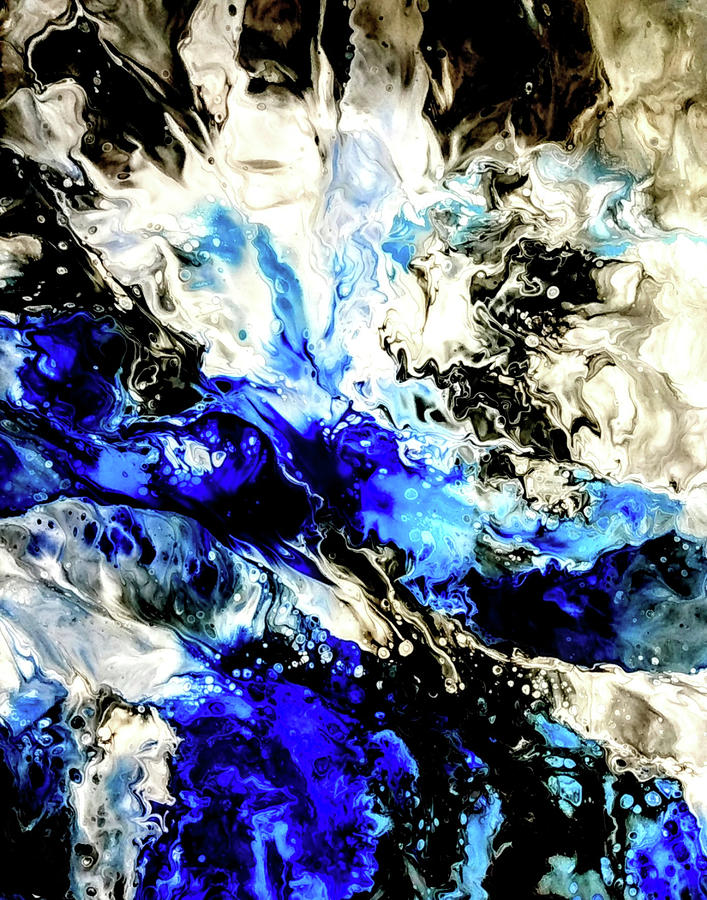 Blue Splash Painting by Anna Adams