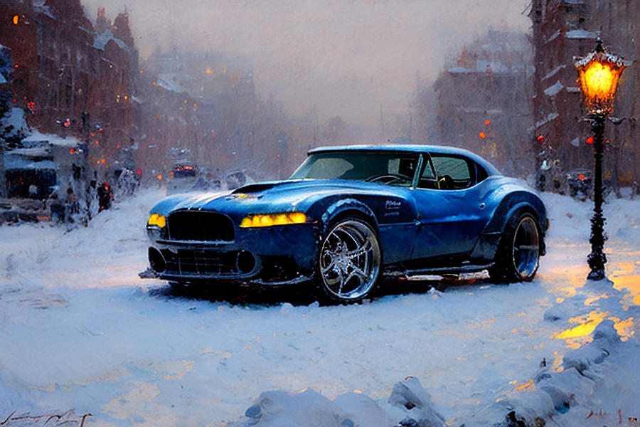 Blue Custom Sport Car Digital Art by Nik Dinev - Fine Art America