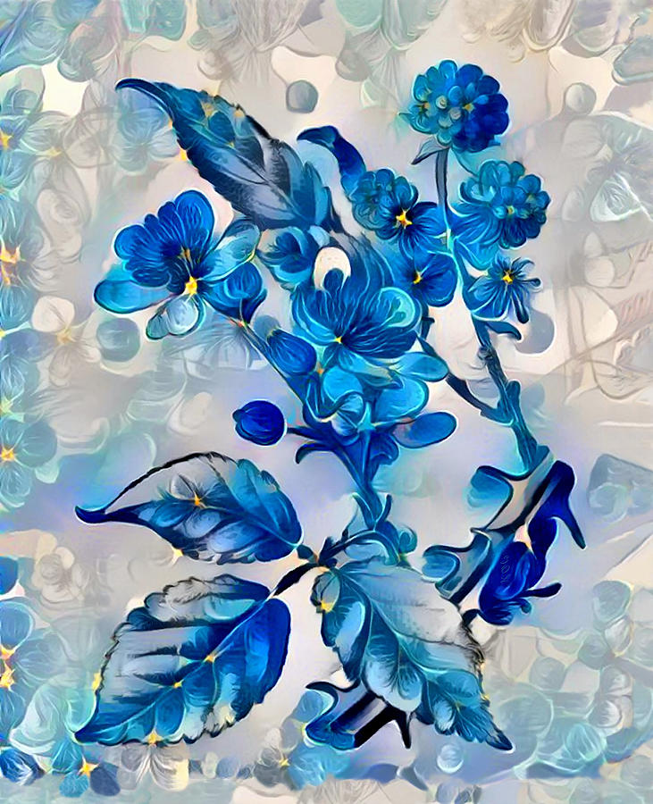 Blue Spring Starflower Painting Digital Artwork Mixed Media by Sandi OReilly