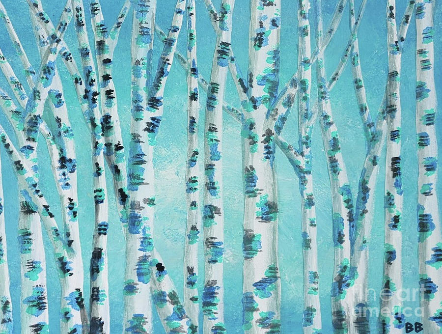 Blue Birch Painting by Bradley Boug