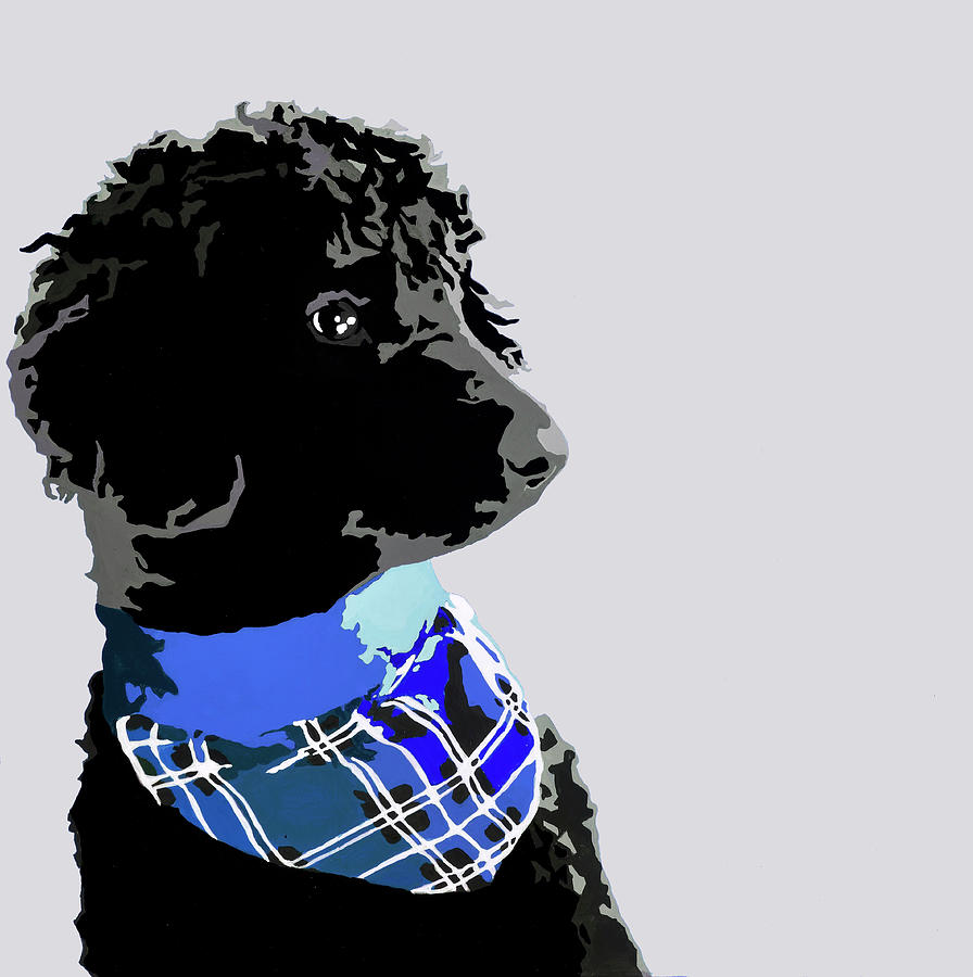 Dog Painting - Blue Standard Poodle by Julie Ahmad