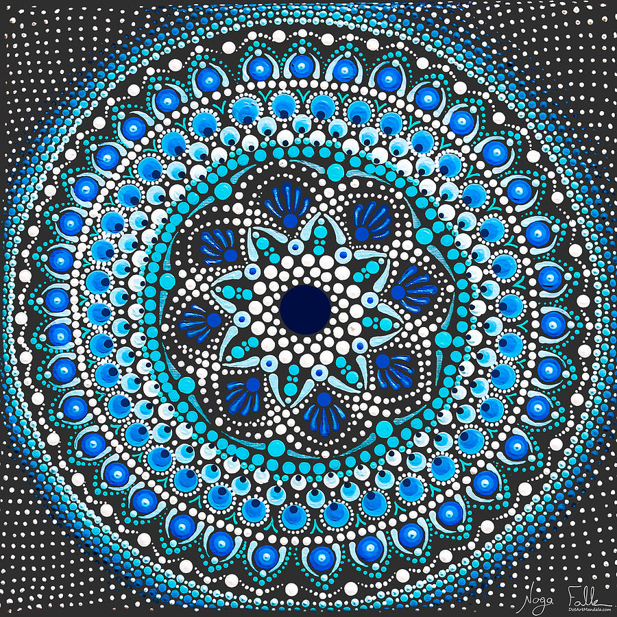 Blue Star Mandala Drawing by Noga Falk - Fine Art America