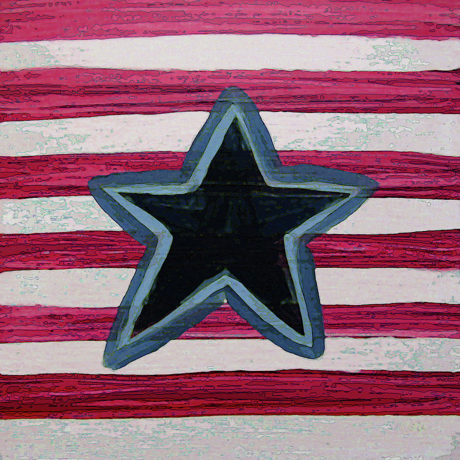 Blue Star Red Stripes Painting by Corinne Carroll