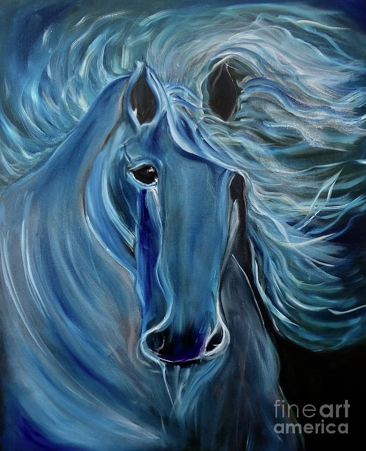 Blue Steed Painting by Jenny Lee