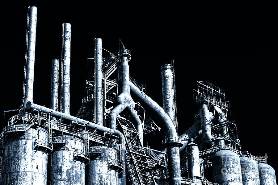 Blue Steel Stacks at Bethlehem Steel Photograph by John Rizzuto