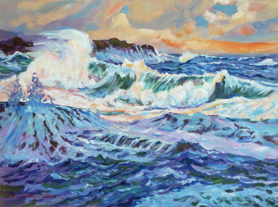 Blue Storm Sea Painting by David Lloyd Glover