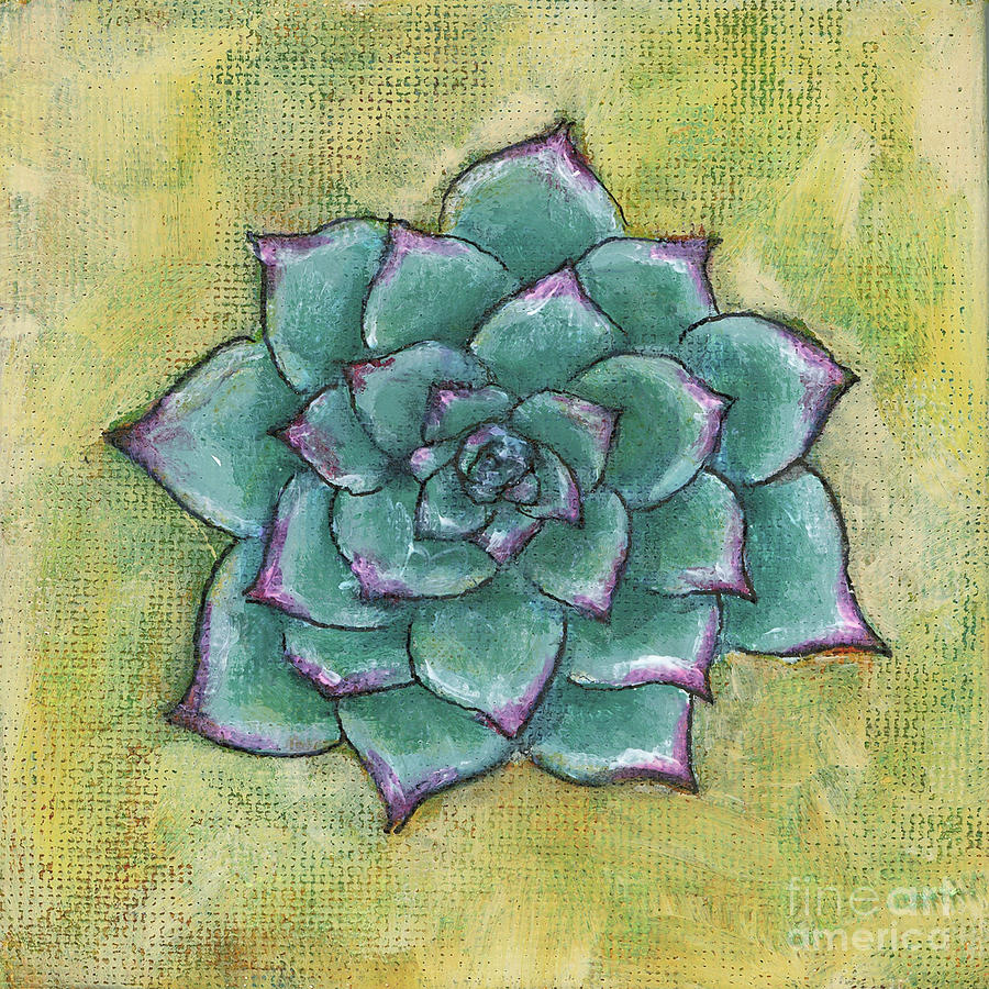 Blue Succulent Painting by Brandy Woods