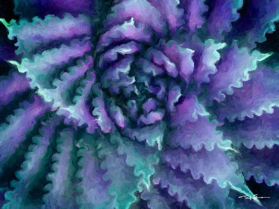 Blue Succulent Painting by Trask Ferrero