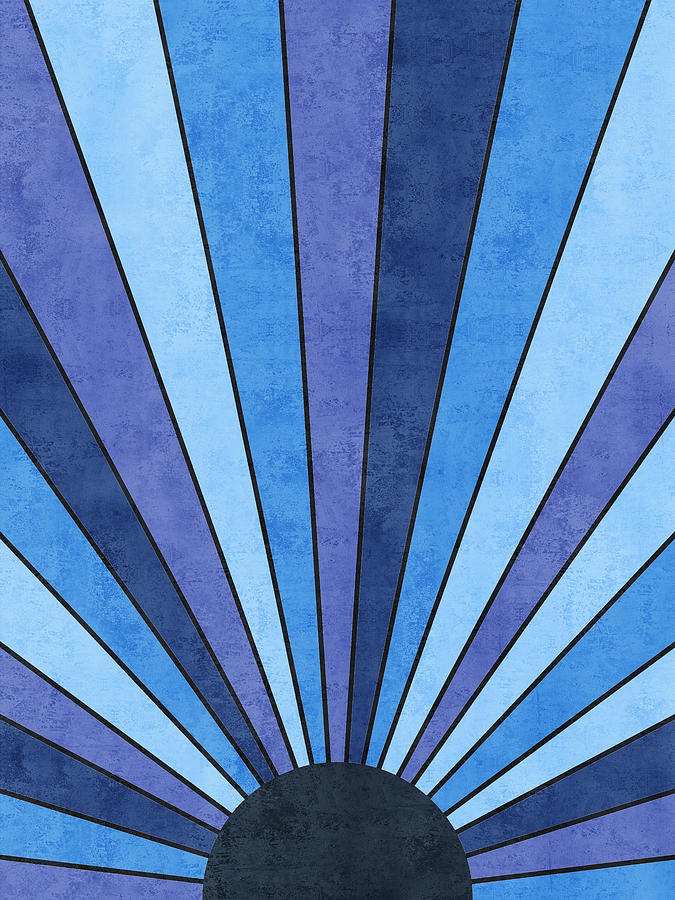 Abstract Digital Art - Blue Sun - Minimal, Modern - Mid Century Modern Art - Contemporary Abstract by Studio Grafiikka