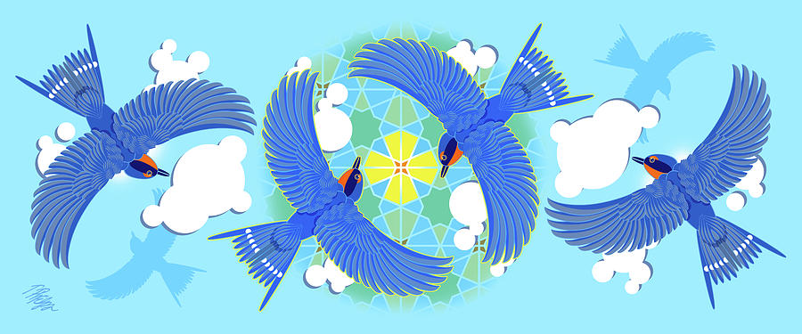 Swallow Digital Art - Blue Swallow Rotatable Divine Flight by Tim Phelps
