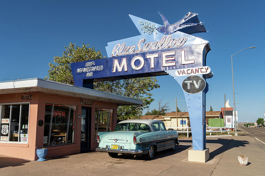 Blue Swallow Motel On Route 66 Tucamcari New Mexico Photograph By 