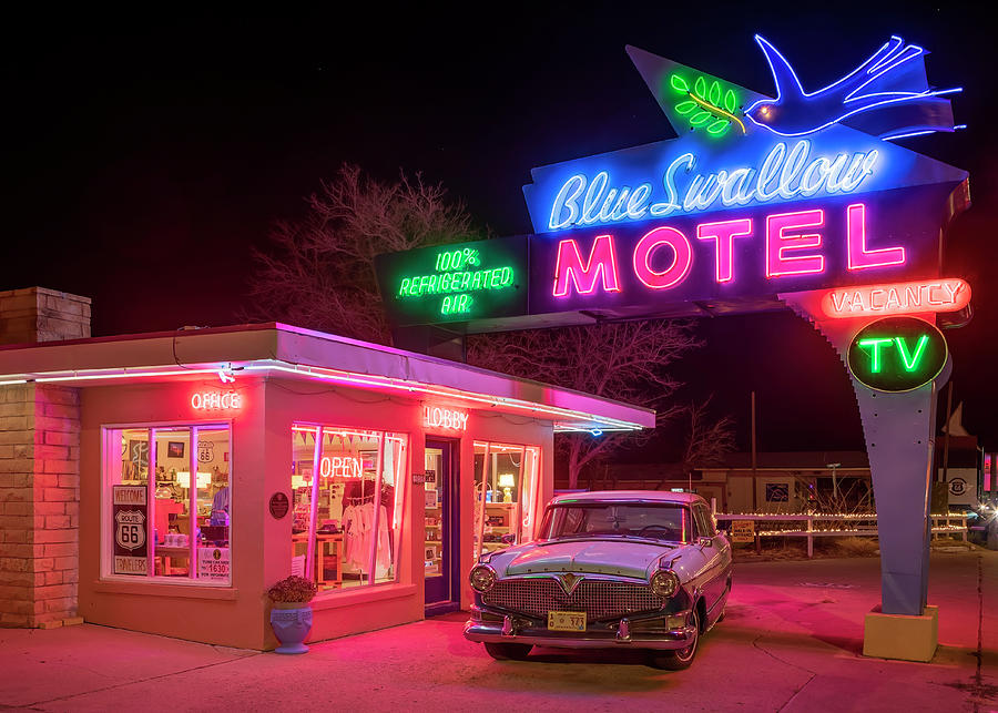 Blue Swallow Motel - Tucumcari New Mexico - Route 66 Photograph by Susan Rissi Tregoning