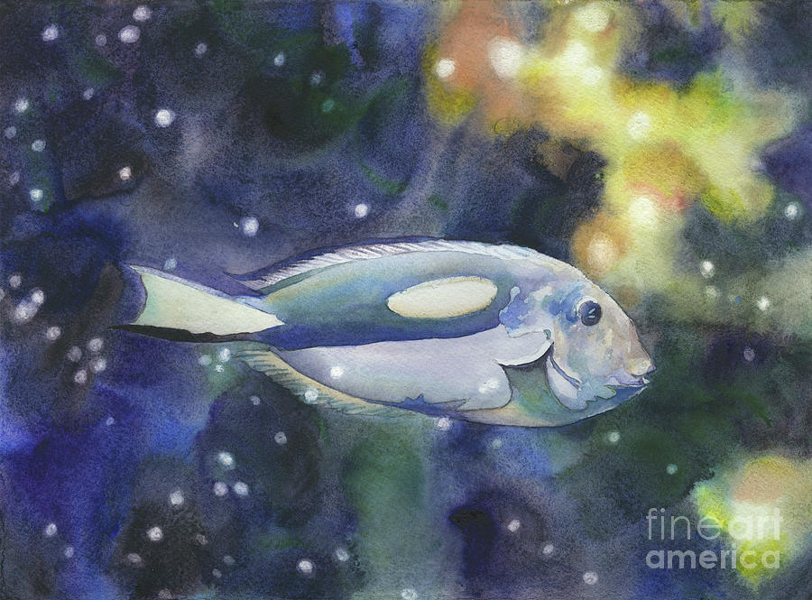 Blue Tang- Fish in Ocean Painting by Ryan Fox