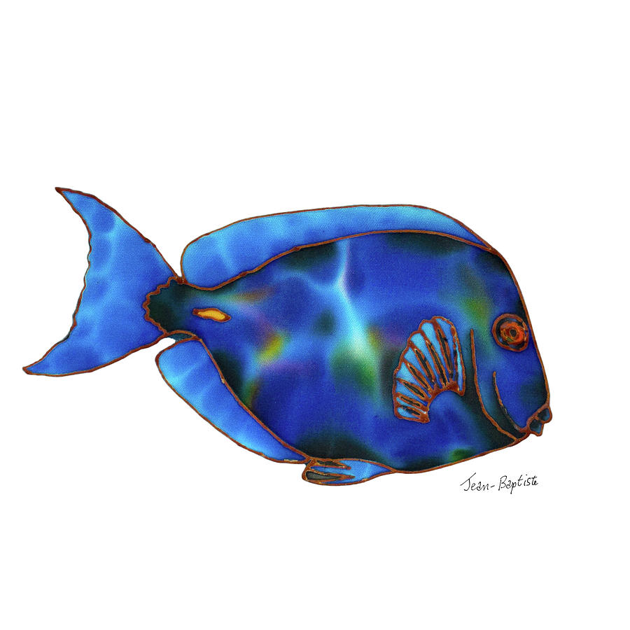 Blue Tang white background Painting by Daniel Jean-Baptiste