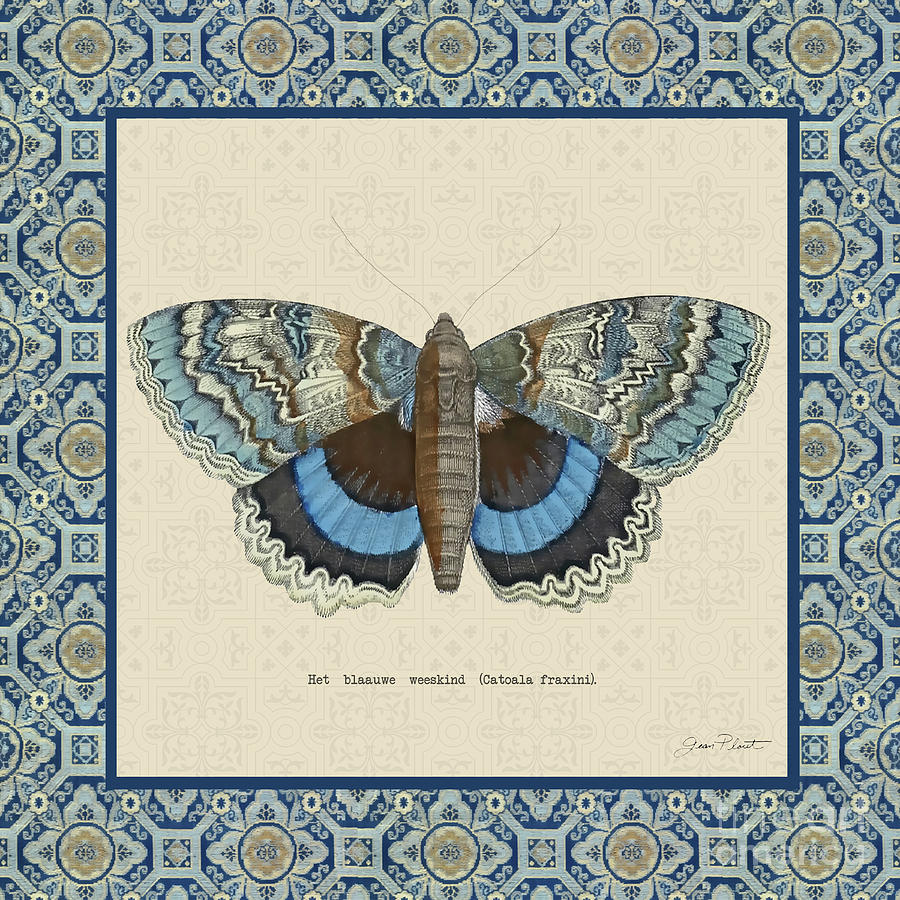 Blue Tapestry Moth B Digital Art by Jean Plout