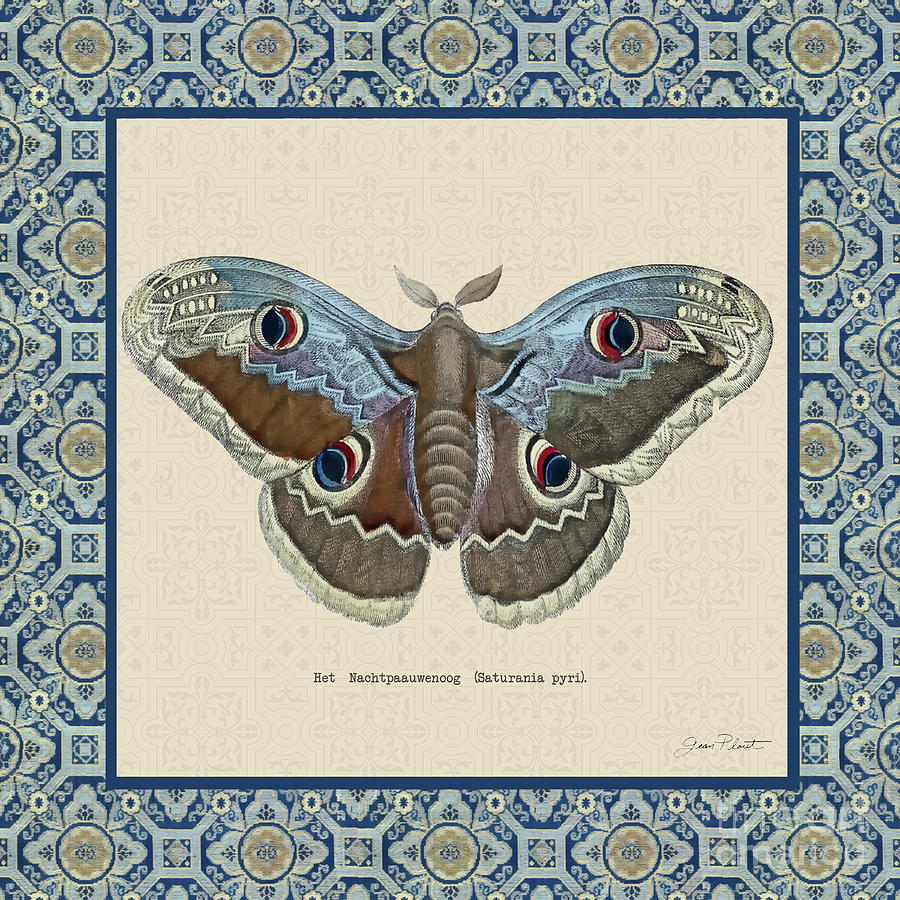 Blue Tapestry Moth C Digital Art by Jean Plout