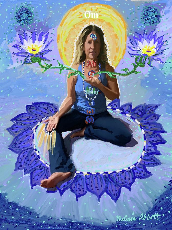 Blue Tara with Blue Lotus and Blue Jewels Painting by Melissa Abbott