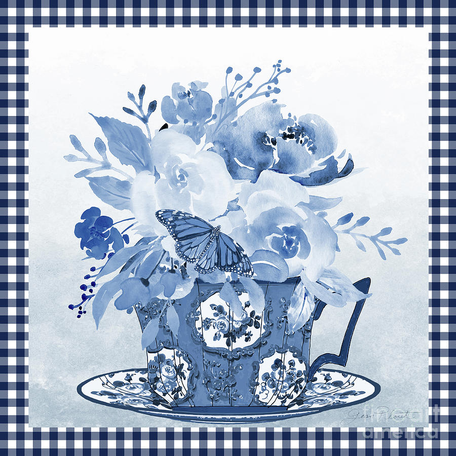 Blue Teacup Bouquet F Painting by Jean Plout