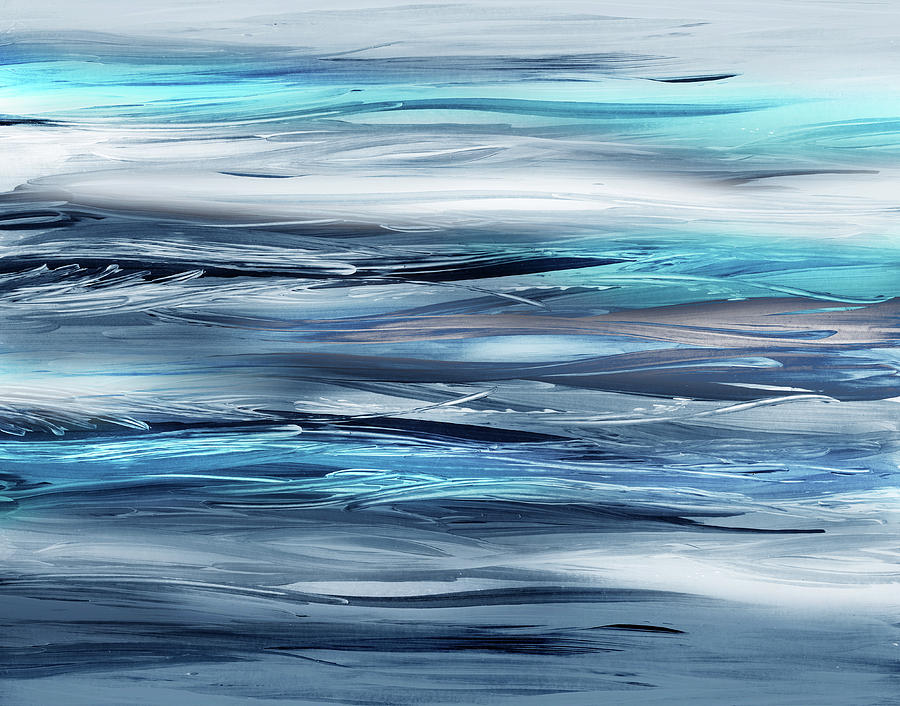 Blue Teal Turquoise Ocean Waves And Ripples In The Water Painting by Irina Sztukowski